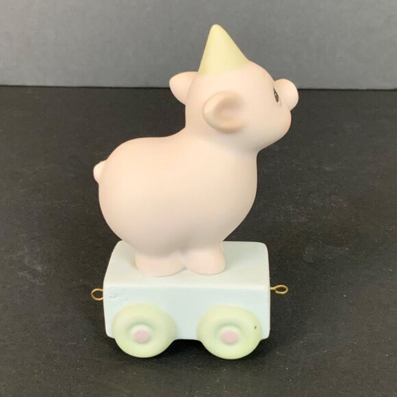 Vintage Enesco Precious Moments Birthday Train Age 3 Pig Porcelain Figurine 1985 - Picture 4 of 8